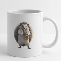 Mug hérisson musicien avec son saxophone animaux mignons