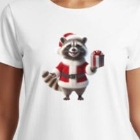t-shirt raton-laveur en costume de père Noël animaux mignons